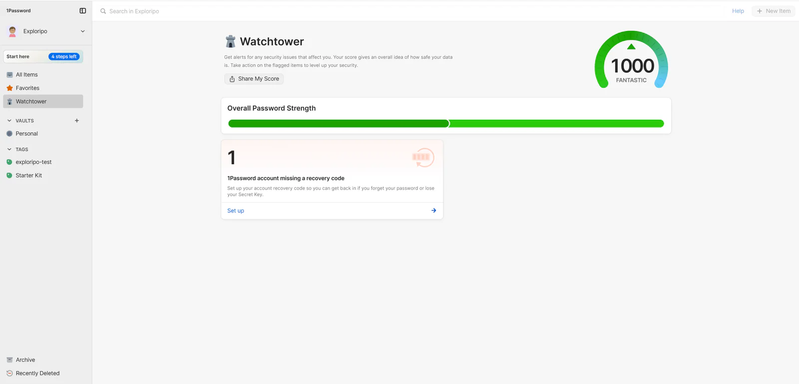 Watchtower score restored to 1000 after archiving the weak test item