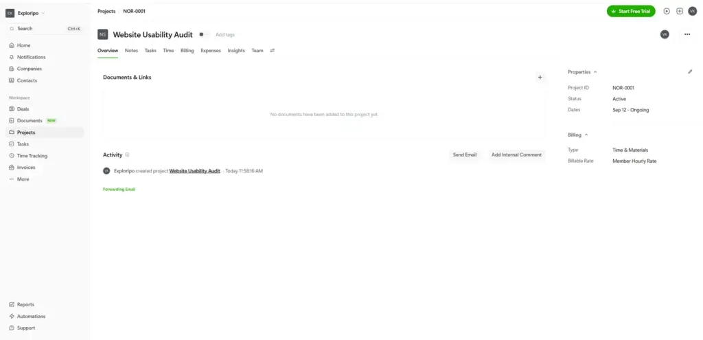 Bonsai project overview for the fictional Website Usability Audit
