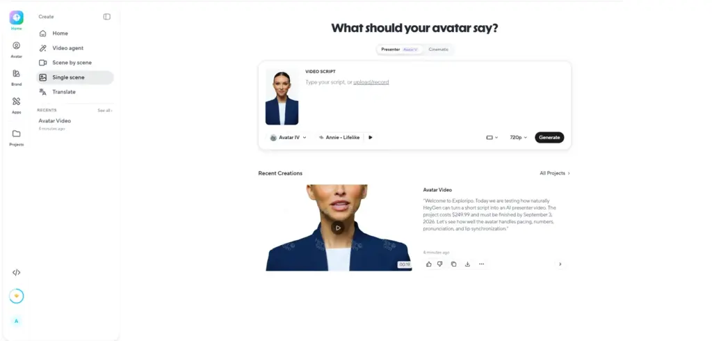 Completed English presenter video in HeyGen