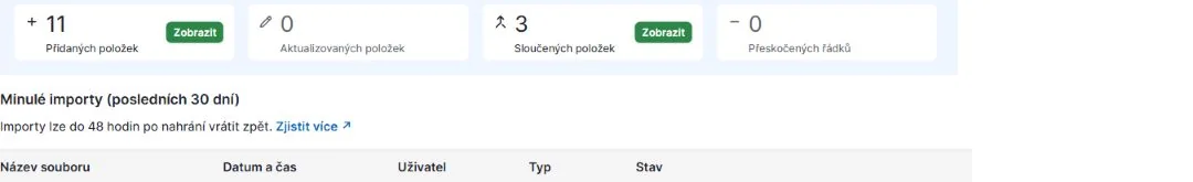 Pipedrive import result with eleven added items and three merged items