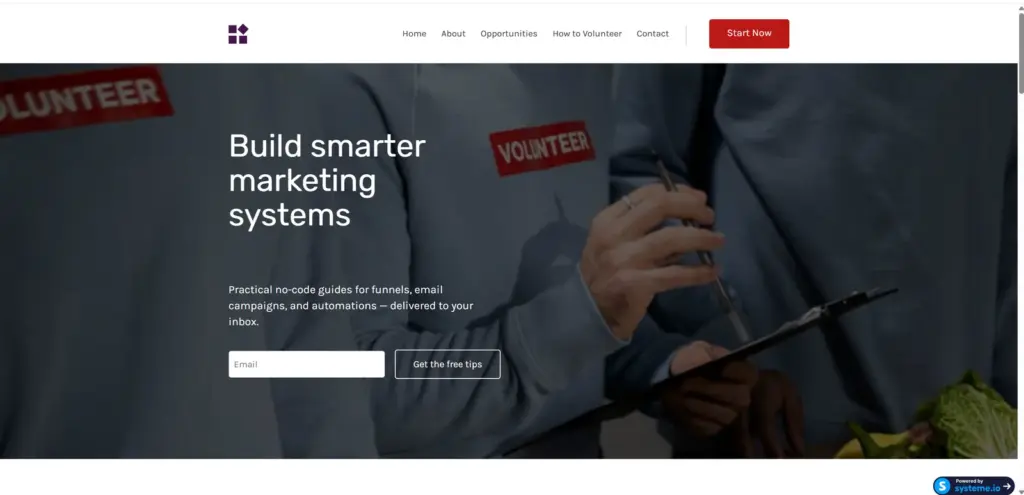Edited Systeme.io opt-in page rendered outside the page builder