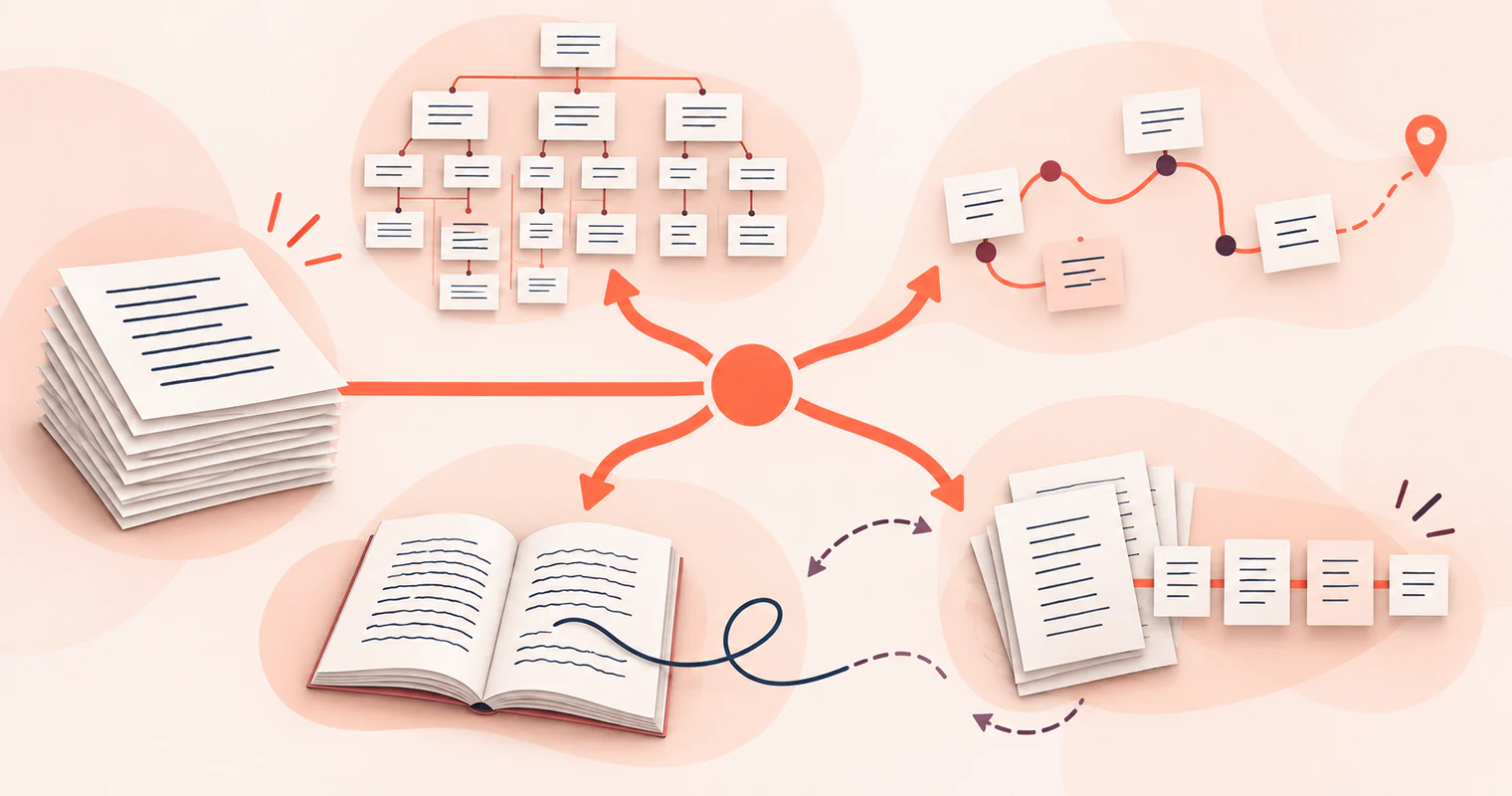 Writing outline decision workflow comparing full outlining, light planning, discovery drafting, and reverse outlining